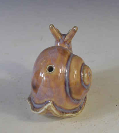 3.1" Collect Chinese Porcelain Brown Glaze Lovable Animal Snail Water-drop