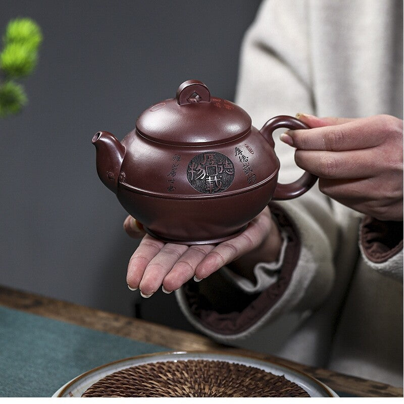 Full Handmade Tea Pot Marked Chinese Purple Clay Real Yixing Zisha Pot 420ml Big