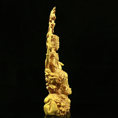 Modern Solid Wood Water Moon Guanyin Statue Finely Carved Buddha Statues