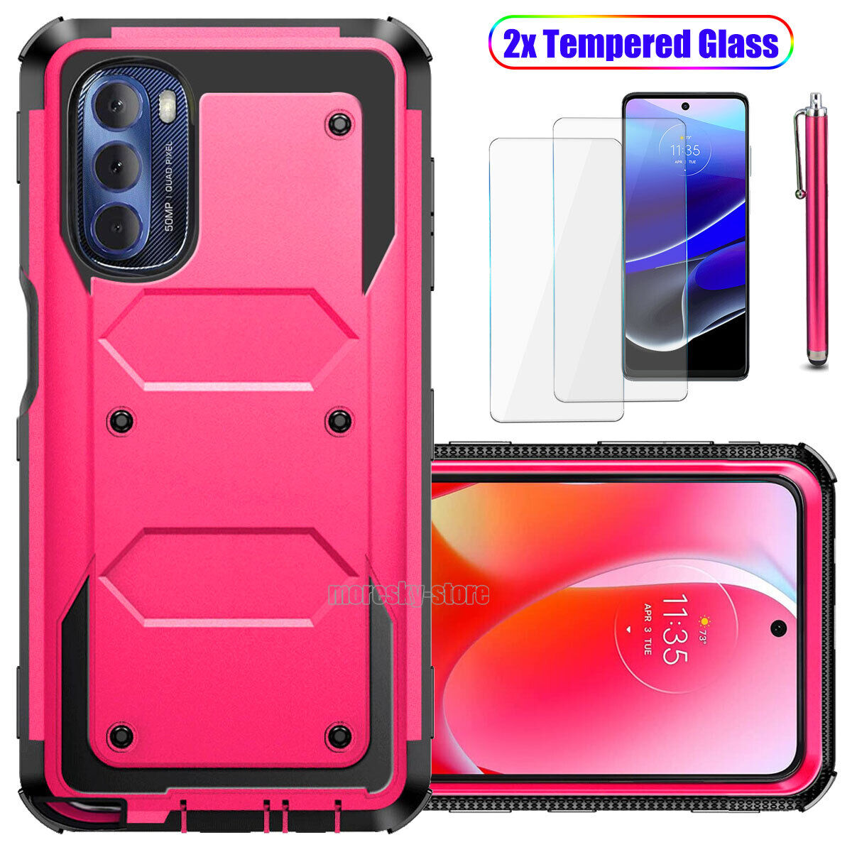 For Moto G Stylus (2022) Case Slim Shockproof Cover + Tempered Screen Protector