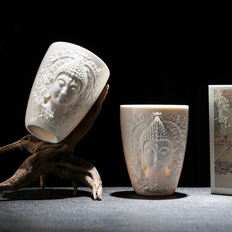 Porcelain Buddha Tea Water Cup Coffee Drinking Buddhism Zen Home Decor