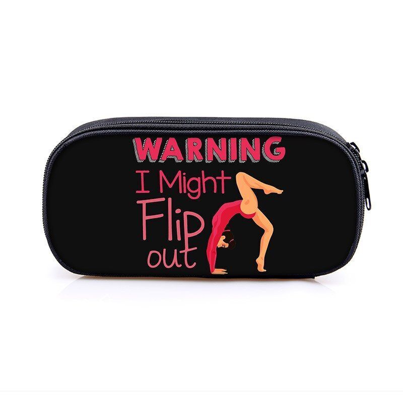 Elegant Gymnastic Art Print Cosmetic Bag Women Pencil Case Stationary Bag Canvas