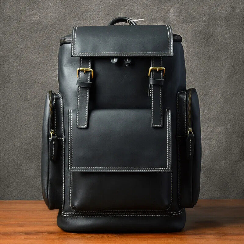 Leather Men's Backpack male computer bag15.6 inch laptop bags Travel Backpacks