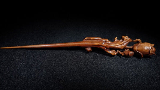 Exquisite Magnolia Hairpin antique wooden carving statues for home decor woman