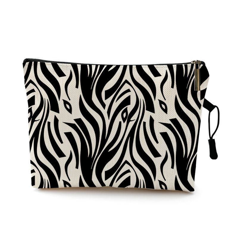 Water Resistant Makeup Bag Zebra Stripe Brown Pink Leopard Print Cosmetic Purse