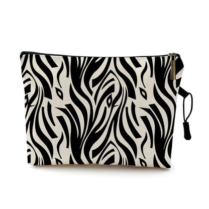 Water Resistant Makeup Bag Zebra Stripe Brown Pink Leopard Print Cosmetic Purse
