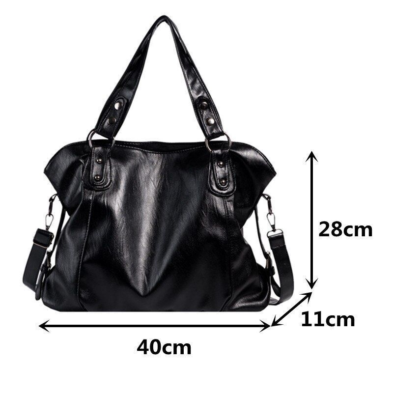 Big Black Shoulder Bags Shopper Purse Synthetic Leather Crossbody Handbag Totes