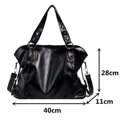 Big Black Shoulder Bags Shopper Purse Synthetic Leather Crossbody Handbag Totes