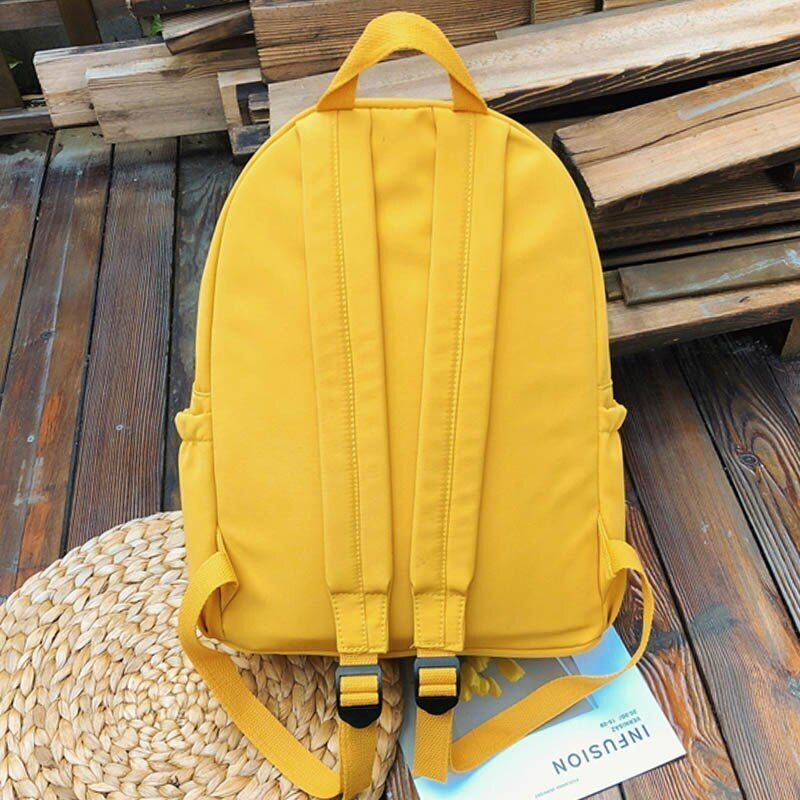 Waterproof Nylon Backpack Casual Women Large Schoolbag 30*13*40 CM Green/Yellow