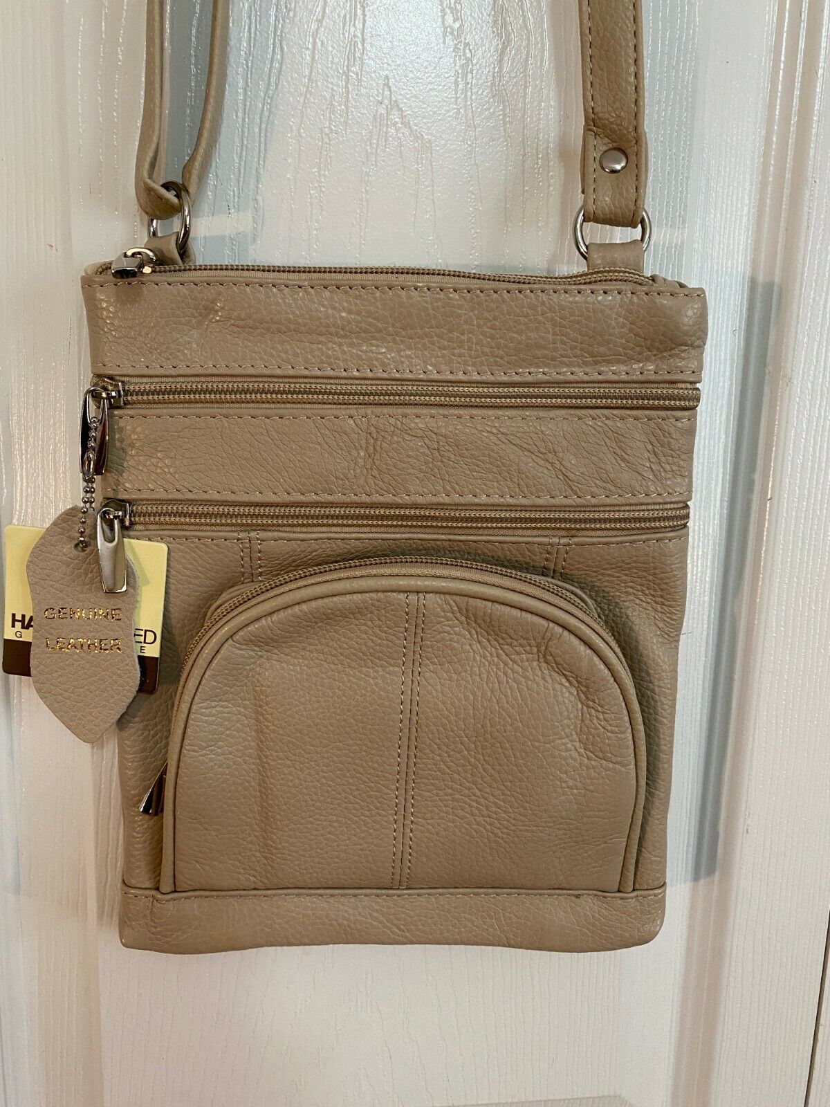 14 COLORS - Roma Leathers 6 Compartment 100% CROSSBODY LEATHER BAG 9.5" X 7.5"