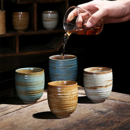 1pc 3.03" Retro Handmade Glaze Tea Cup Kung Fu Teacup Large-capacity Ceramic Cup