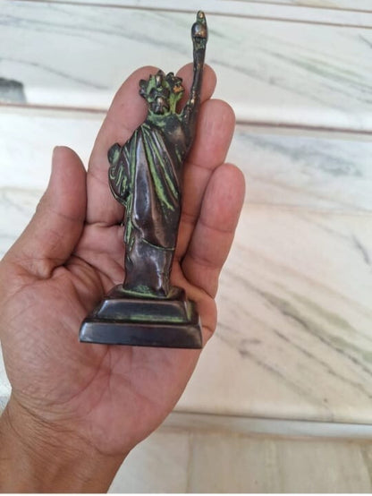 Antique Vintage Old Statue Of Liberty Brass Collectible Idol Figurine Souvenir