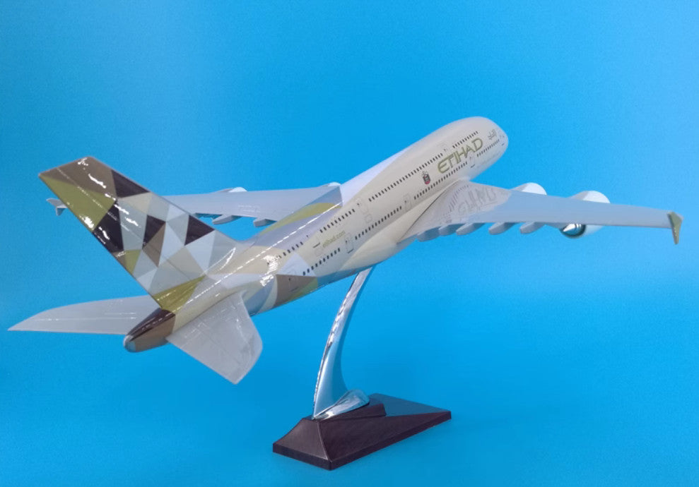 45CM ETIHAD AIRBUS A380 A6-ATA Passenger Plane Aircraft Resin Aeroplane Model