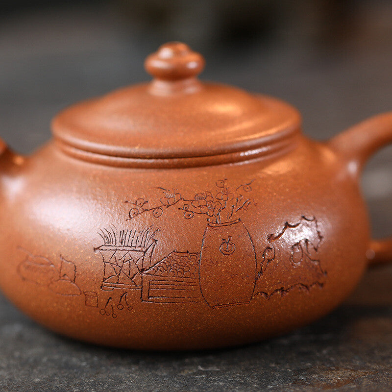 210ml Tea Pot Real Yixing Zisha Jiangpo Clay Marked Hand Carved Master Pot China
