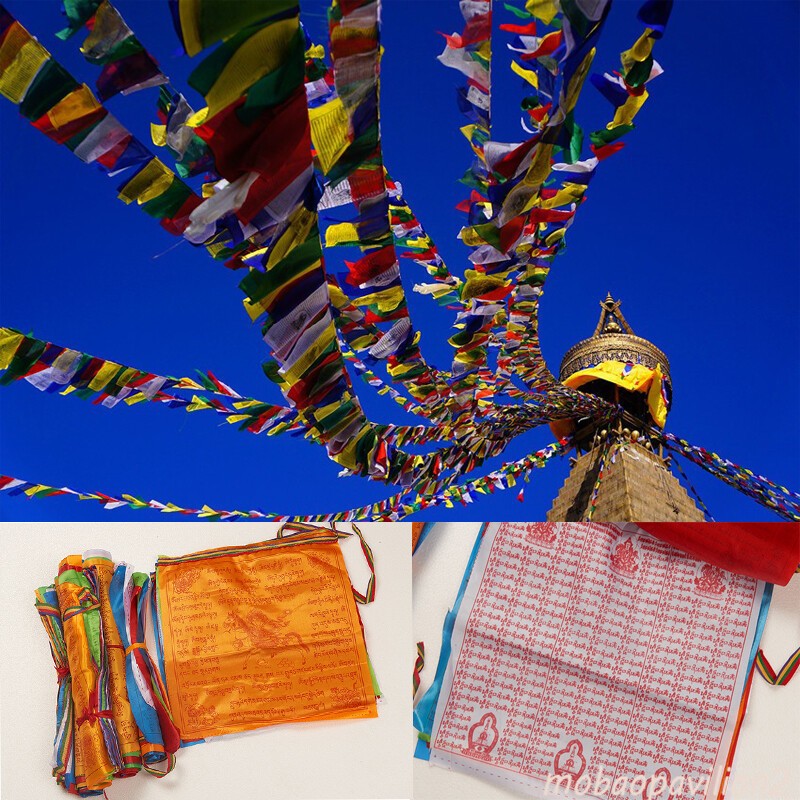 New 20 Sheets 5M Religious Flags Buddhist Supplies Colour Print Prayer Flag