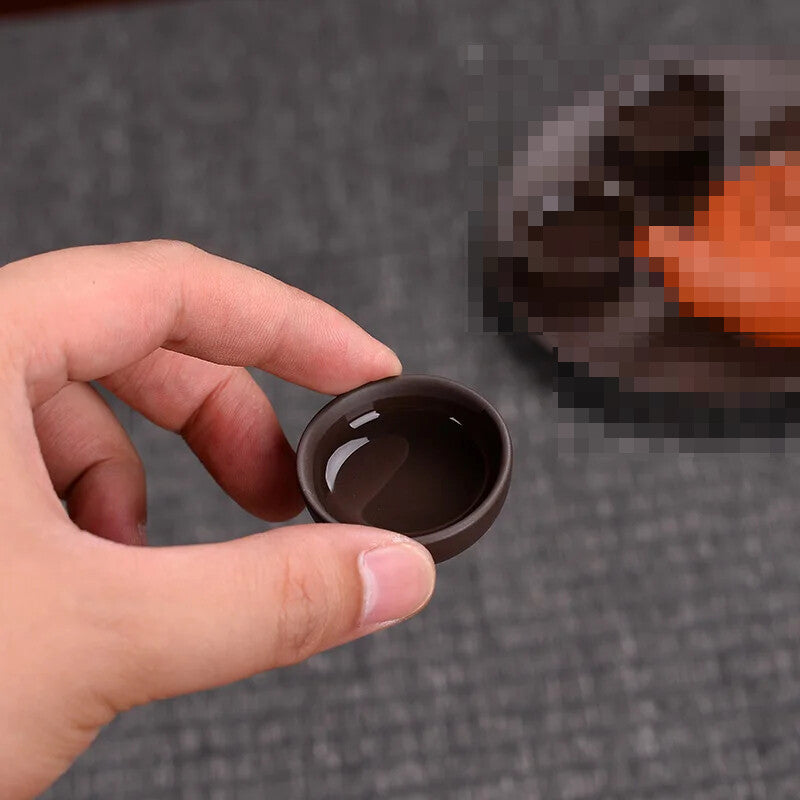 1PC Yixing Purple Clay Tea Pet Mini Fingertip Teacup Tea Ceremony Handmade