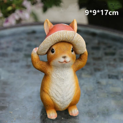 Rabbit Figures Ornaments Resin Garden Yard Animal Statues Mini Fairy Grass Decor