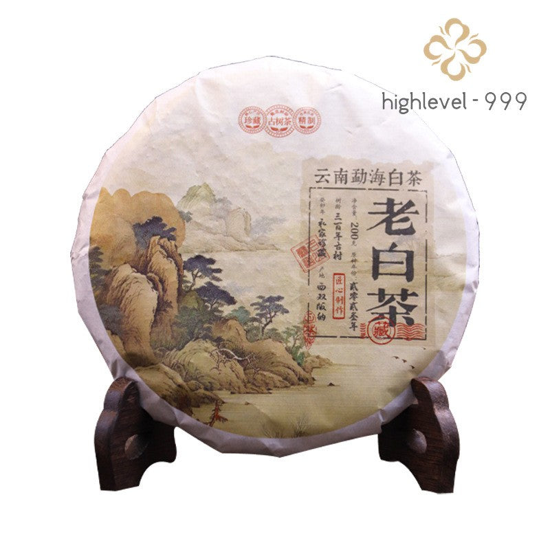 200g 2023 Aged White Tea Cake Menghai Yunnan Big Leaf Compressed Tea