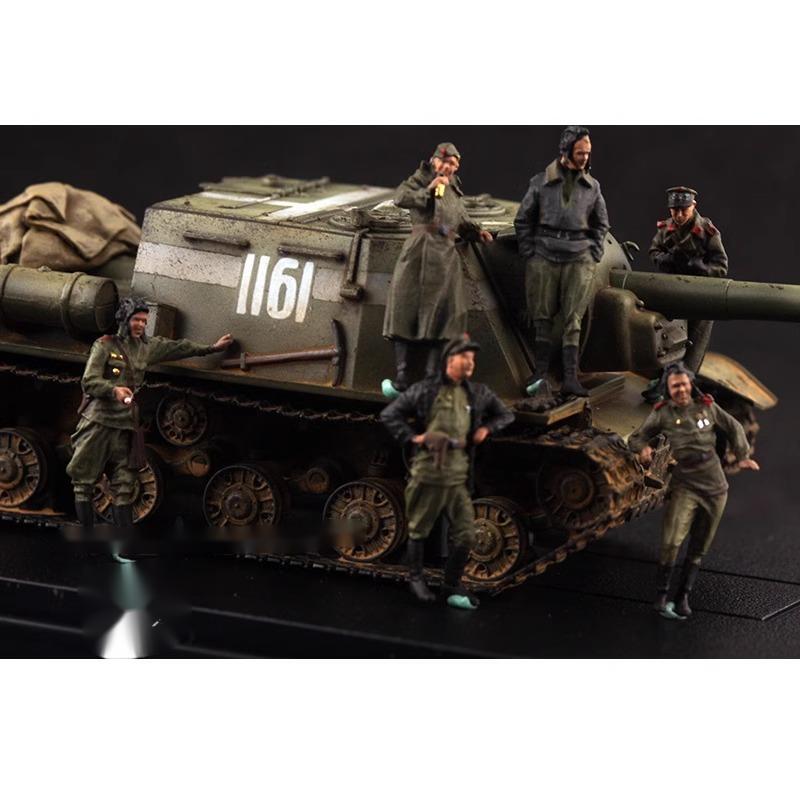 1/72 Soviet Red Army Tank Crew 6pcs Soldier Berlin 1945 Finished Model No Tank