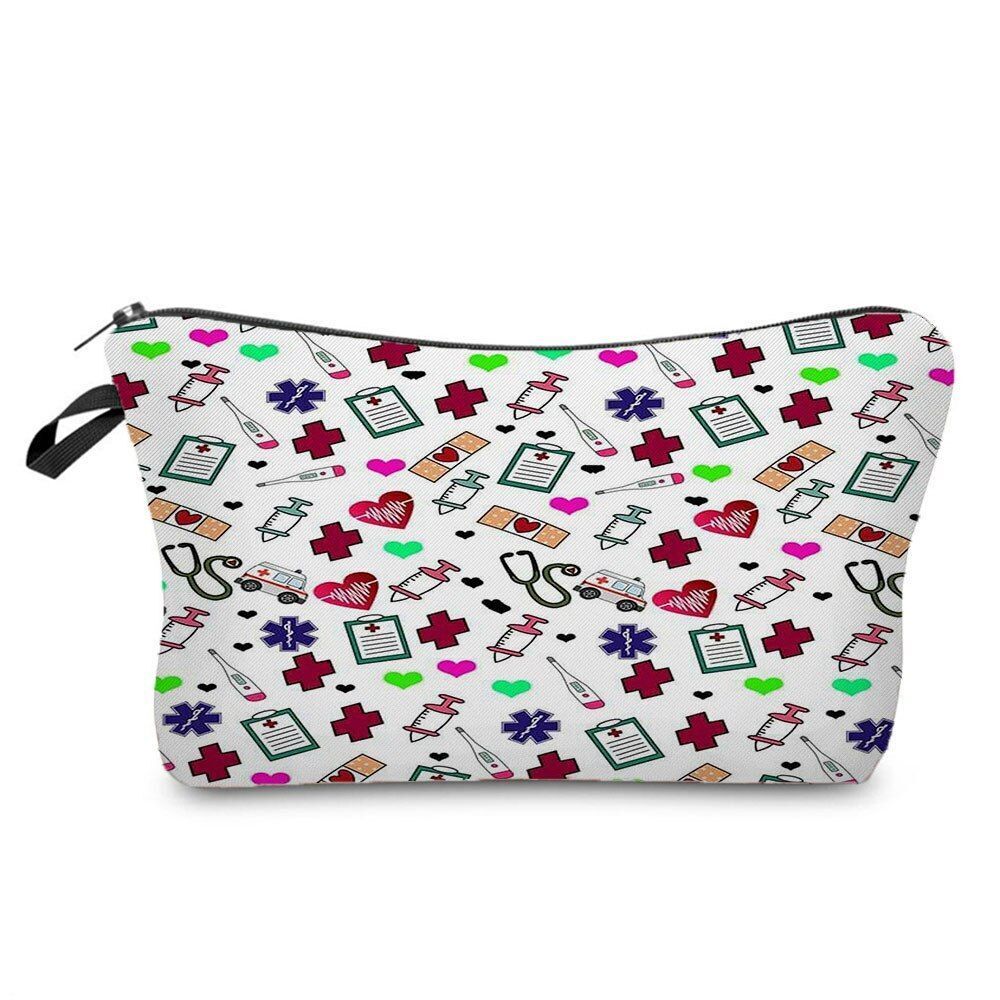 Nurse Pattern Cosmetics Bags Printed Makeup Purse Fashion Toiletry Storage Bags