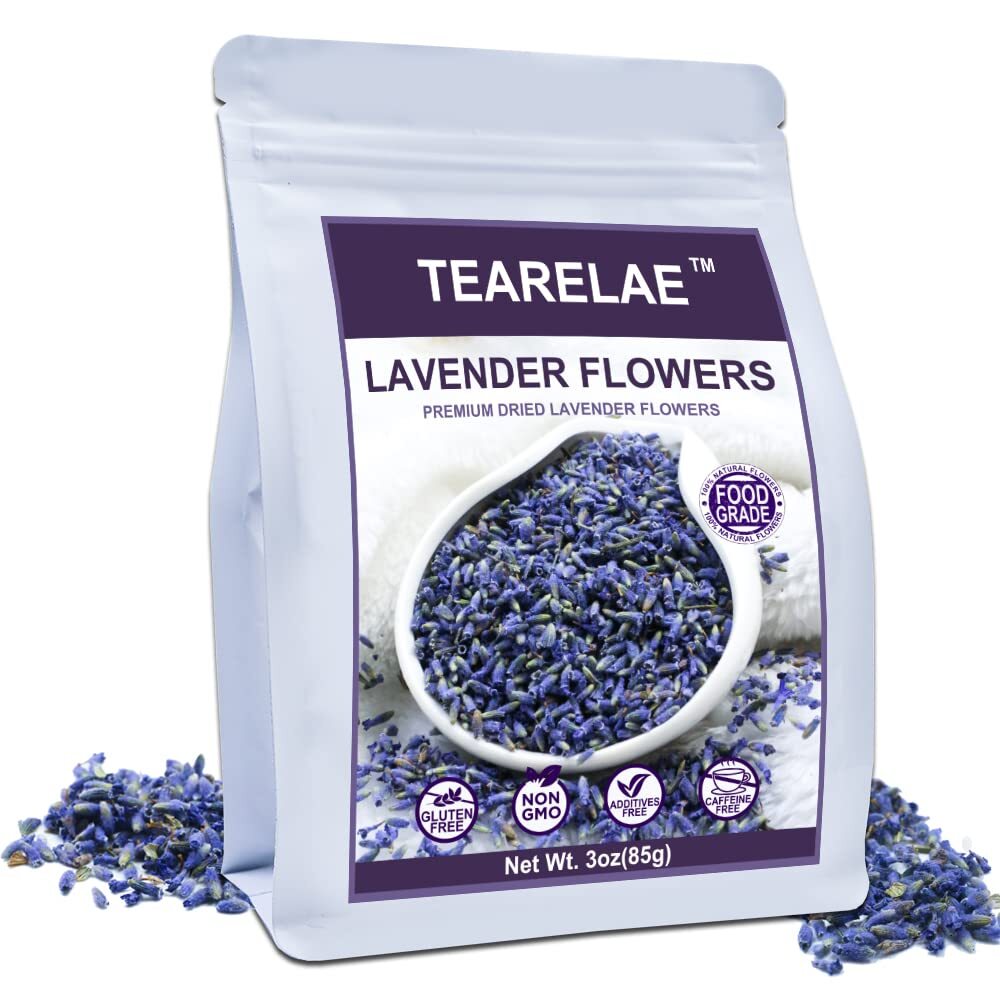 TEARELAE Dried Lavender Natural Edible Flowers Culinary Buds 85g
