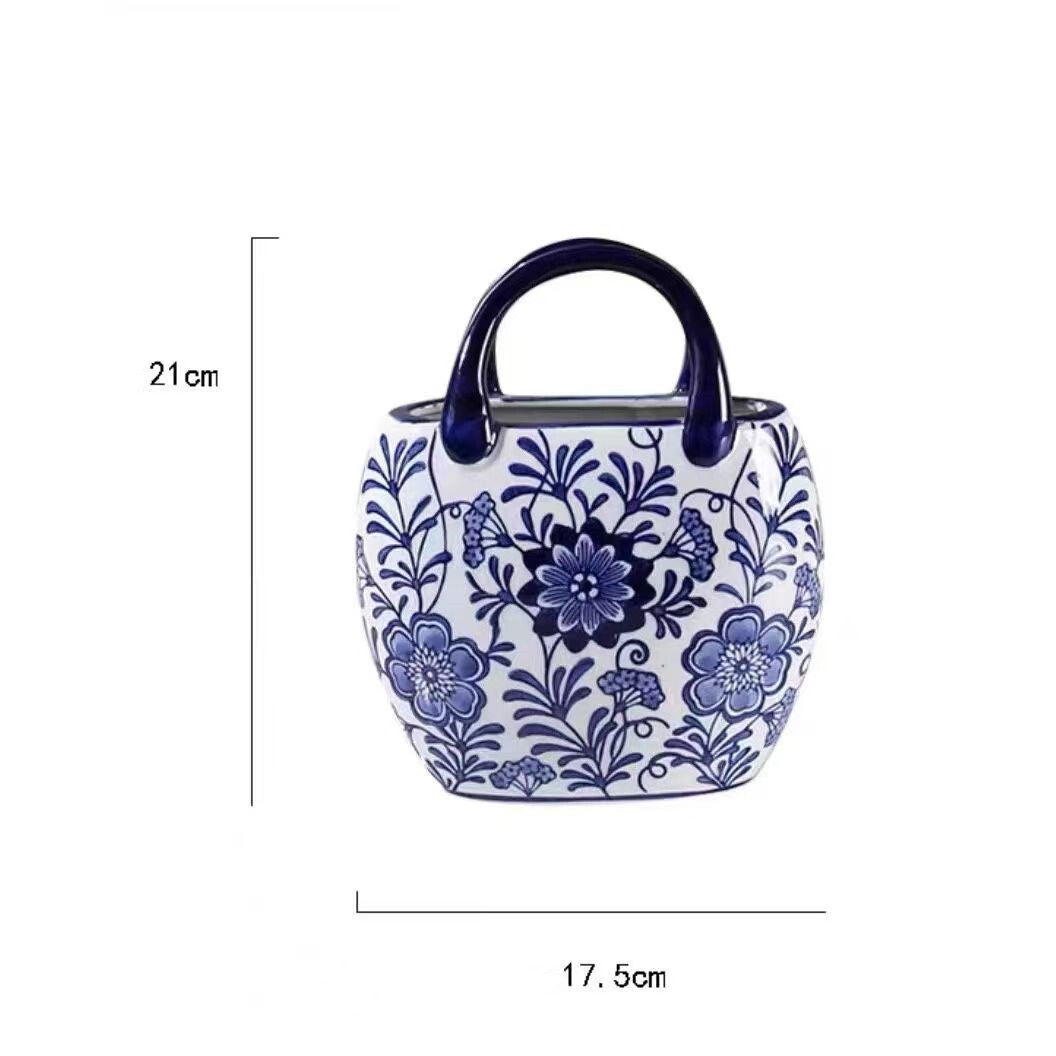 Jingdezhen Exquisite Blue and White Porcelain Bag Vase Decorative Vase