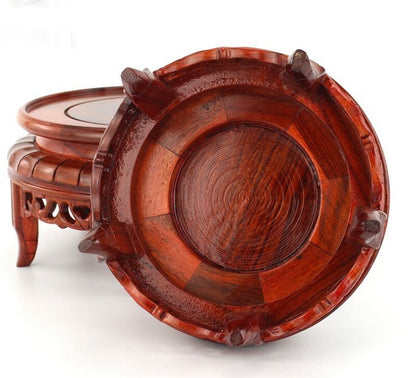Rosewood Legged Round Display Rack Fishbowl Stand Bonsai Statue Vase Base