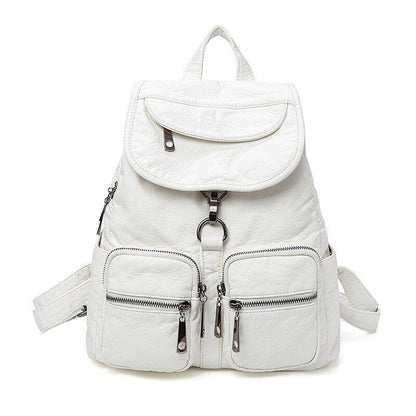 Synthetic Leather Backpacks Waterproof White Traveling Bags Back Pack 30*14*3 CM
