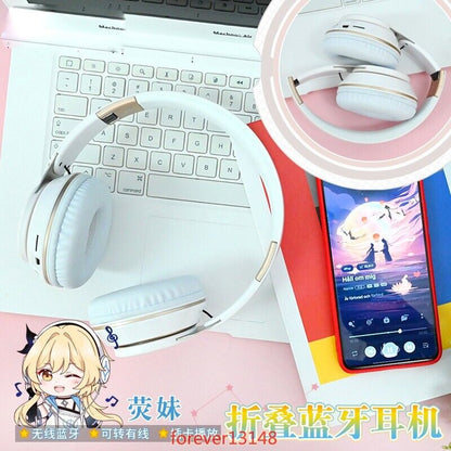 Genshin Impact Cosplay Wireless Bluetooth Headset Stereo Foldable Game Headphone