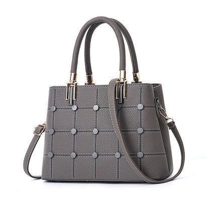 Fashion Women Lady PU Leather Handbag Rivet Purse Shoulder Satchel Messenger Bag