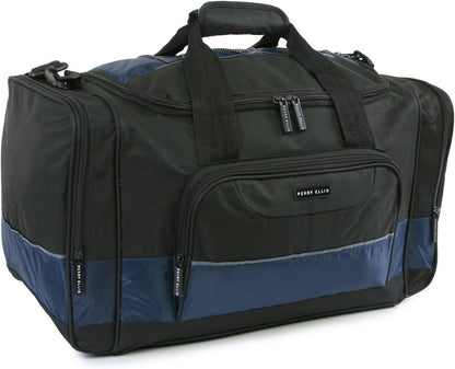Perry Ellis 22" Business Duffel Bag, Black/Navy, One Size Black/Navy