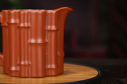 China Yixing Zisha Pottery Clovershrub Clay Handmade 300cc Bamboo Joint Teapot