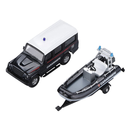 1/43 Coast Guard Police Fire Truck Speedboat Trailer Alloy Model Toy For Kid