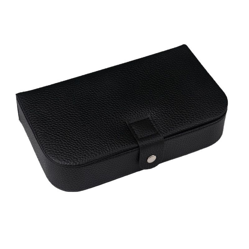 Jewelry Box Travel Organizer PU Necklace Ring Earring Storage Case 19.5x11x4.5cm