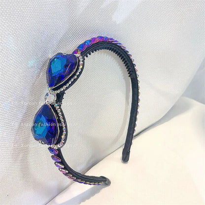 Women Headband Vintage Baroque Flower Big Diamond Luxury Fashion Party Hairbands