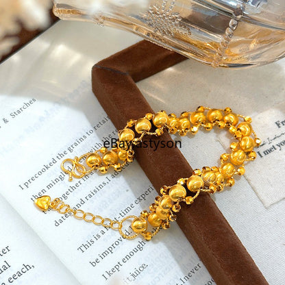 Sparkling Cat Eyes Good Luck 24K Gilding Yellow Gold Plated Bracelet Jewelry
