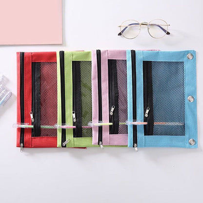 Mesh Pencil Pen Case Zipper Travel Pouch Cosmetic Bag Storage Stationery ಇ