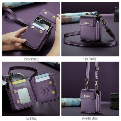 For Samsung Galaxy Z Flip 7 6 5 4 Case Crossbody with RFID Blocking Card Holder