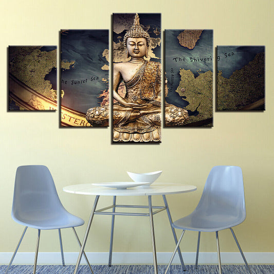 Vintage Buddha Meditation Statue Buddhism Canvas Prints Painting Wall Art Decor