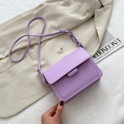 Small Crossbody Bag Lightweight Synthetic Leather Messenger Flap Handbag Purse