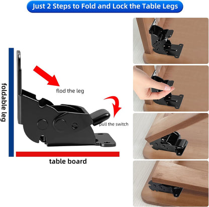 YDAJIURI Folding Brackets 8 Pack, Heavy-Duty Self-Locking Hinges with Screws, Fo