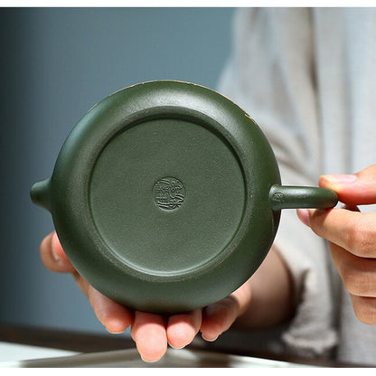 Ball Shaped Infuser Holes Xishi Pot Real Yixing Zisha Green Clay Marked Tea Pot