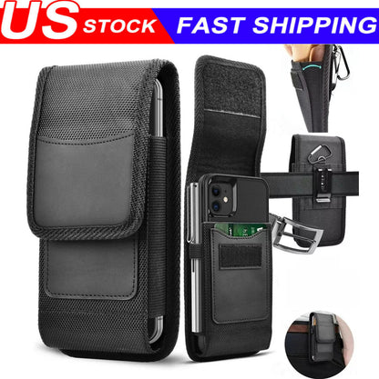 Vertical Cell Phone Holster Pouch Wallet Case With Belt Clip For iPhone Samsung