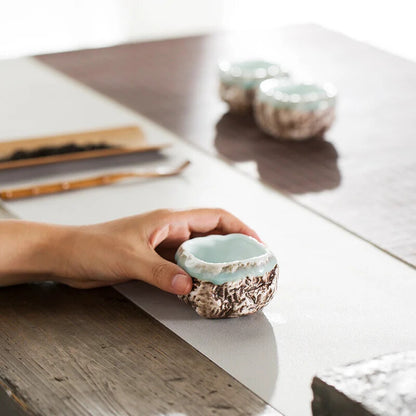 Celadon Imitation Stone Teacup Ceramic Kung Fu Small Tea Bowl Creative Handmade