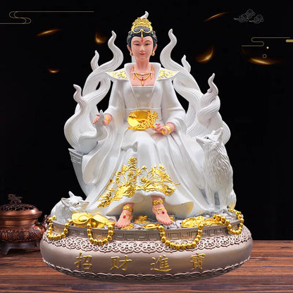 Resin Nine Tailed Fox Fairy Buddha Statues FengShui Accessories Home Decoration