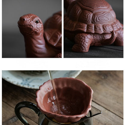 Creative Tea Pet Filter Net Turtle Statue Yixing Zisha Purple Clay Tea Play New