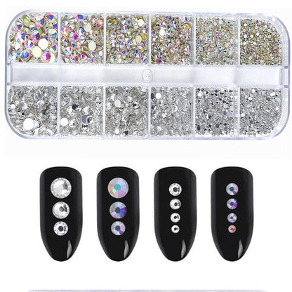 Nail Charms 30Pcs Boxed Luxury Shiny Planet Alloy 3D Art Rhinestones Bling Decor