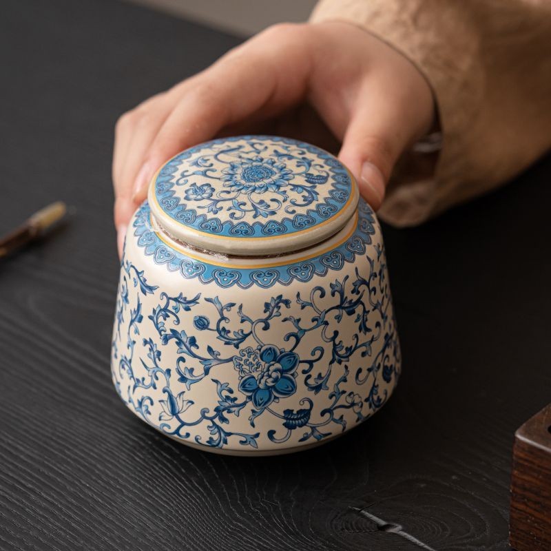 Ru Kiln Ceramic Tea Jar Sealed Jar for Household Small Tea Storage Storage Jar