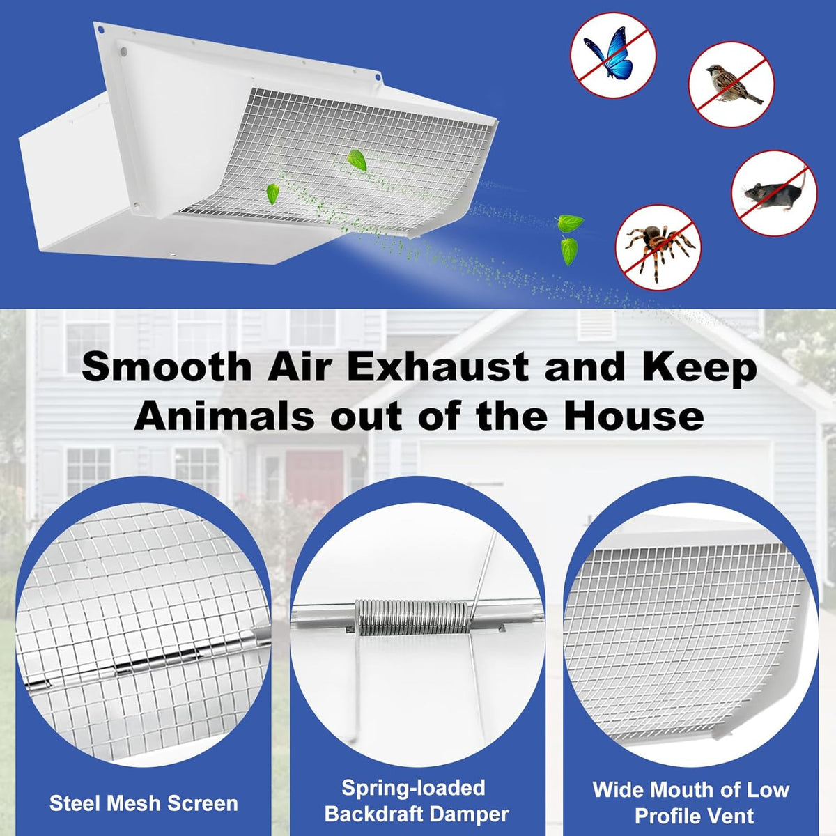 Wall Vent Cap for Microwave & Range Exhaust Vent Hood, 3-1/4" X 10" Exhaust Vent