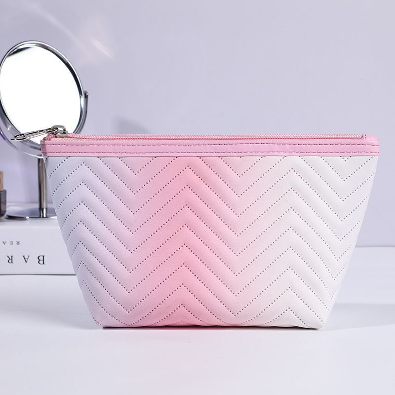 Gradient Color Makeup Bag Zipper Synthetic Leather Cosmetic Pouch Travel Purse